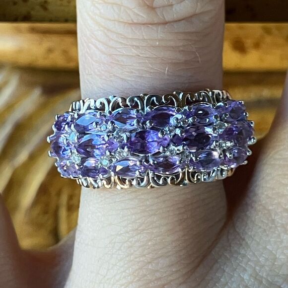 Rose de France Amethyst Sterling Silver Ring Size 7 - Picture 1 of 9